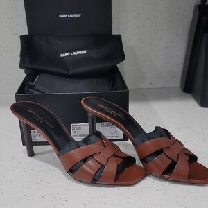 Saint Laurent Women's Tan Leather Mules